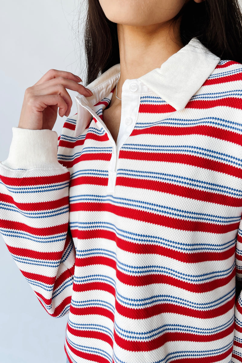 The Garrett Rugby Tee in Red Stripe