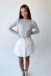 The Leah Mock Neck Blouse in Heather Grey