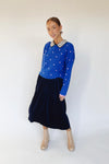 The Luxie Polka Dot Contrast Sweater in Cobalt