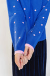 The Luxie Polka Dot Contrast Sweater in Cobalt