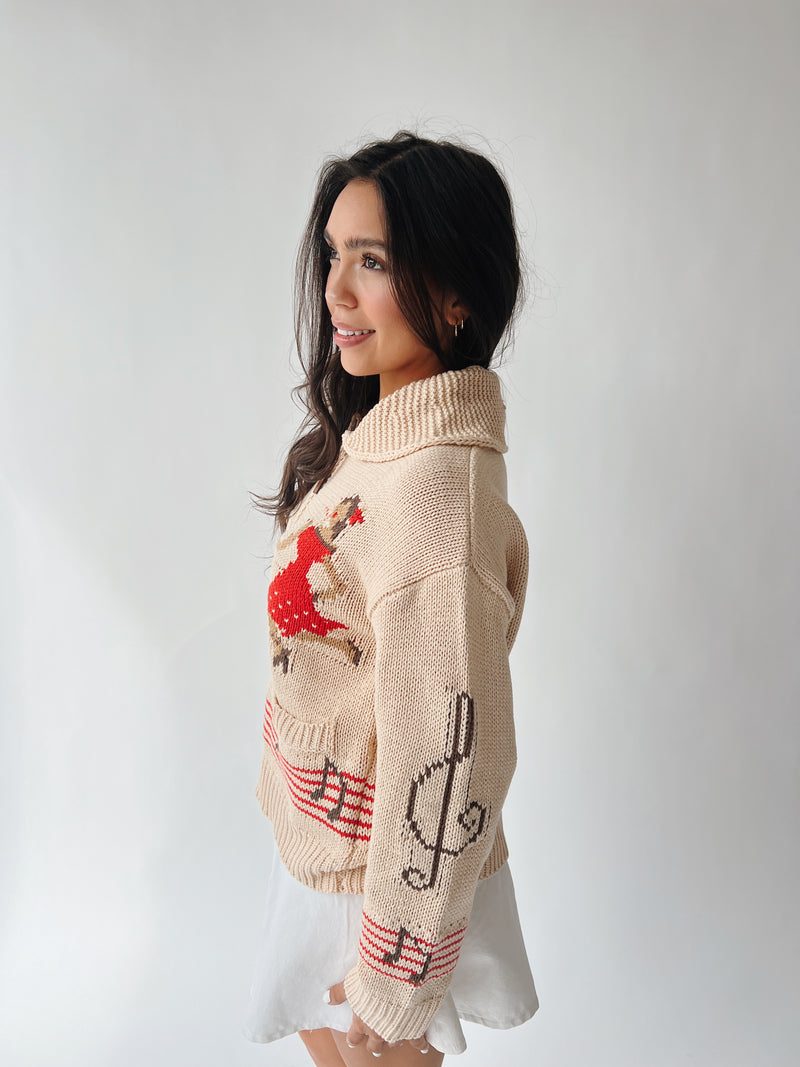 The Rockin' Around Zip Up Jacket in Cream