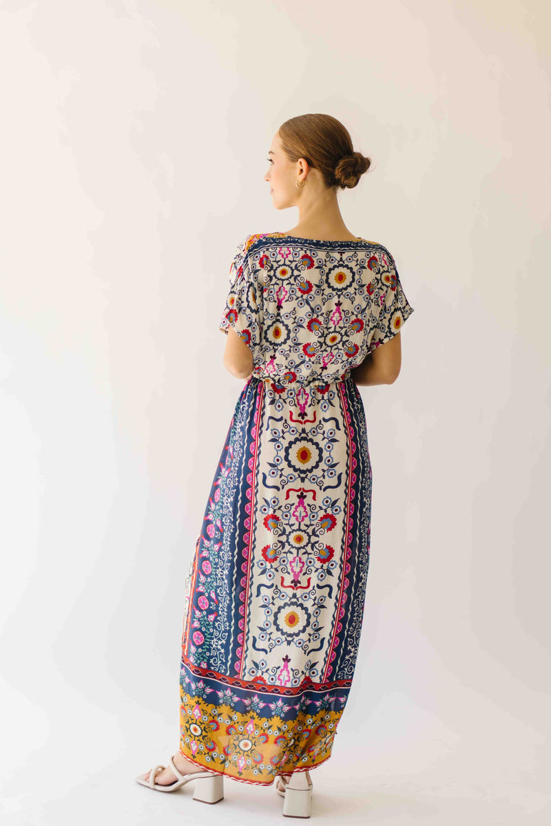 The Falvey Patterned V-Neck Maxi Dress in Multi
