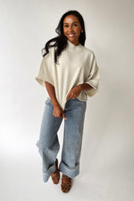 The Trisney Mock Neck Sweater in Ivory