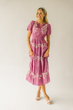 The Radford Embroidered Maxi Dress in Mauve (PRE-ORDER: SHIPS IN 1-2 WEEKS)