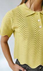 The Workman Scalloped Detail Blouse in Lime