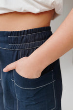 The Lena Contrast Stitch Pant in Navy