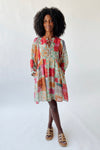 The Ruffino Patterned Puff Sleeve Dress in Lavender Multi