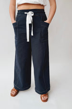 The Lena Contrast Stitch Pant in Navy