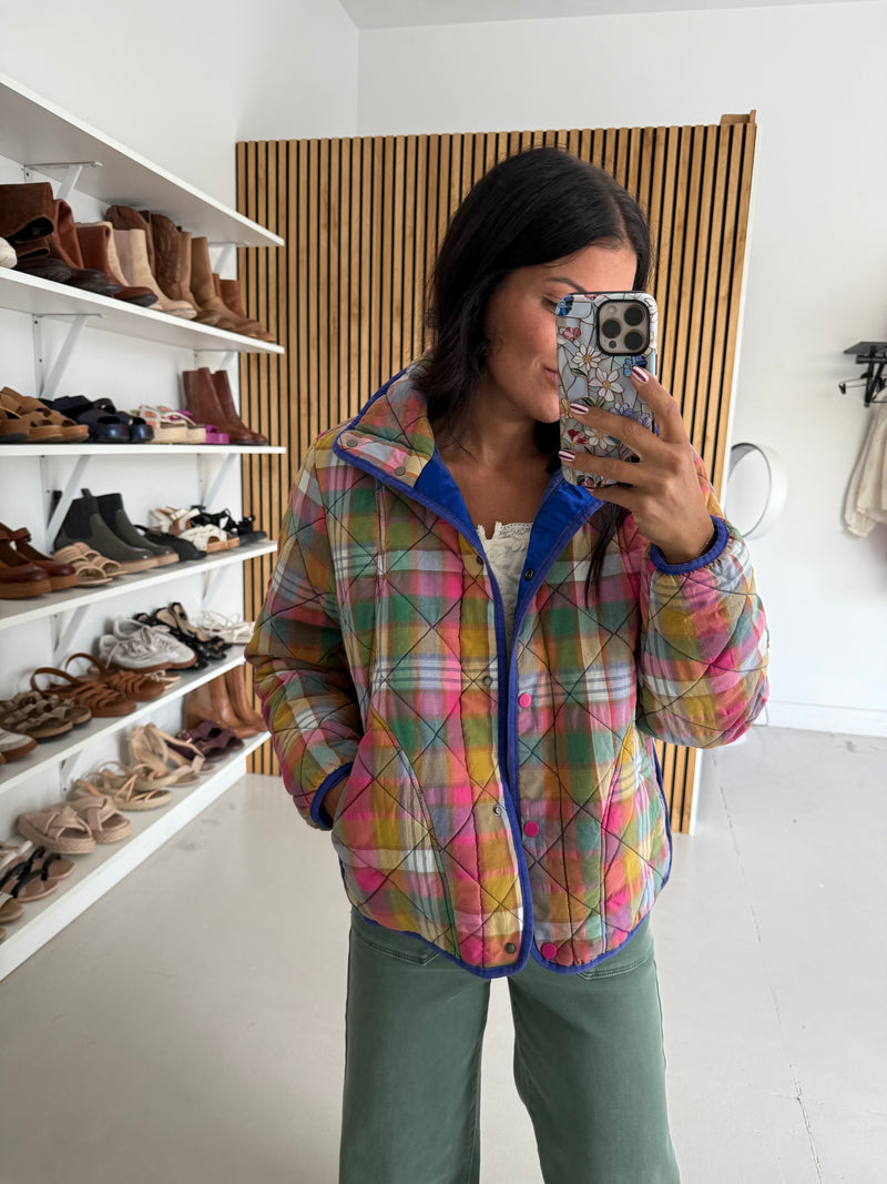 The Gemma Plaid Quilted Jacket in Stained Glass