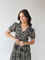 The Takita Paisley Patterned Midi Dress in Black