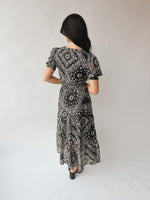 The Takita Paisley Patterned Midi Dress in Black