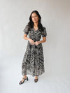 The Takita Paisley Patterned Midi Dress in Black