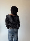 The Kemron Polka Dot Long Sleeve Tee in Black