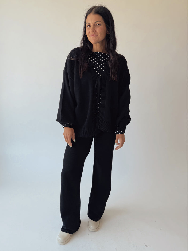 The Timo Knit Cardigan Set in Black