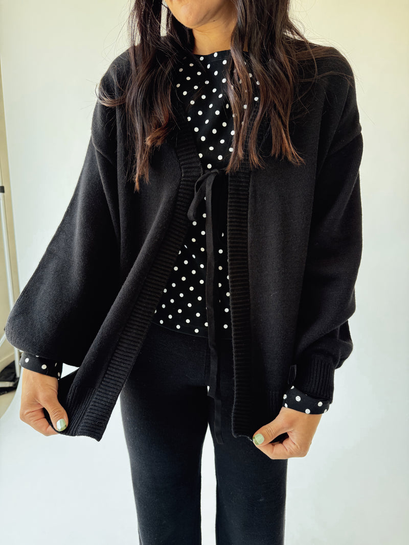 The Timo Knit Cardigan Set in Black