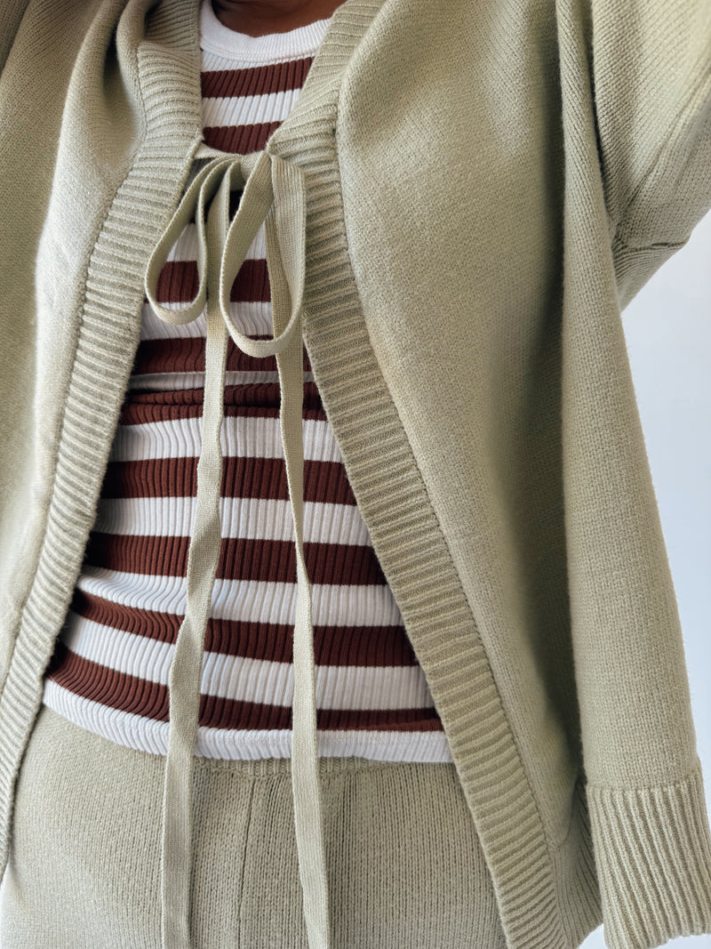 The Timo Knit Cardigan Set in Sage