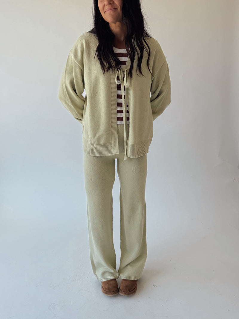 The Timo Knit Cardigan Set in Sage