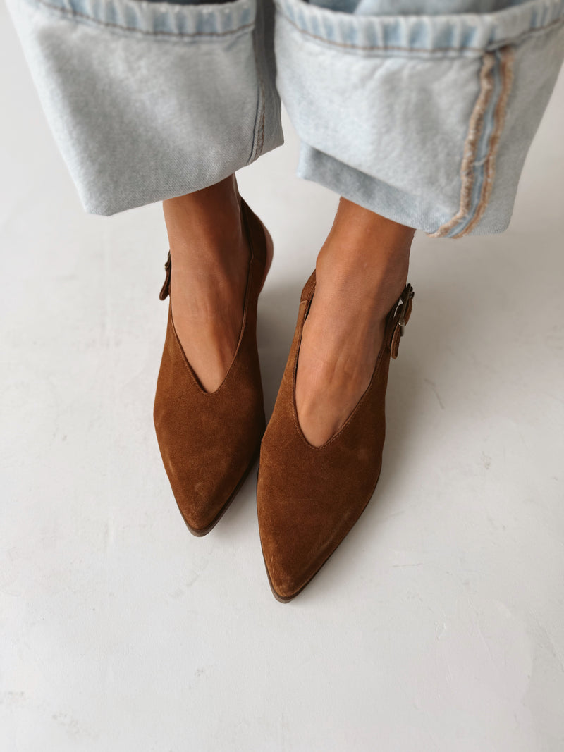 Seychelles: Baby-Faced Heel in Brown Suede