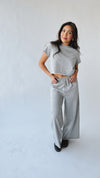 The Reidel Tee + Wide Leg Pant Set in Heather Grey