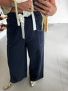 The Lena Contrast Stitch Pant in Navy