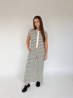 The Keenan Striped Jumpsuit in Black + Cream