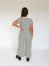 The Keenan Striped Jumpsuit in Black + Cream