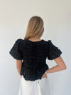 The Mitzi Textured Tie Blouse in Black