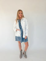 The Vitano Floral Jacket in White + Blue