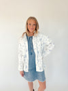 The Vitano Floral Jacket in White + Blue