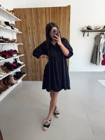 The Marlene Textured Dolman Sleeve Dress in Black