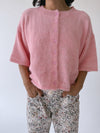 The Wilcox Boxy Button-Up Cardigan in Pink