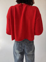 The Wilcox Boxy Button-Up Cardigan in Red