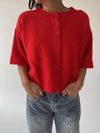 The Wilcox Boxy Button-Up Cardigan in Red