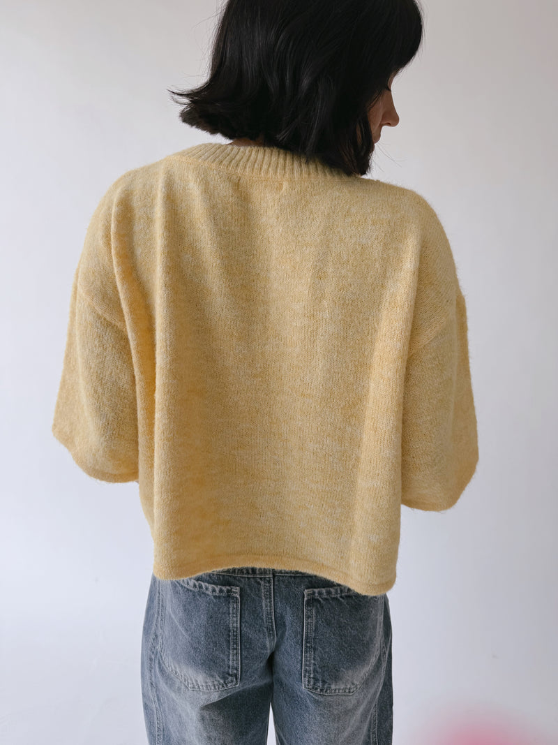 The Wilcox Boxy Button-Up Cardigan in Yellow