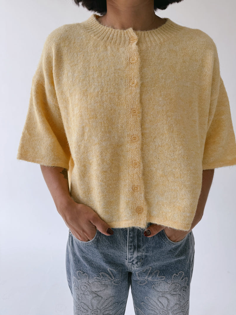 The Wilcox Boxy Button-Up Cardigan in Yellow