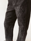 The Brianna Embroidered Barrel Jean in Faded Black