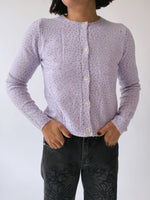 The Marlie Polka Dot Knit Cardigan in Lavender