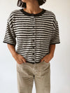 The Joanie Striped Button-Up Cardigan in Black + Ivory