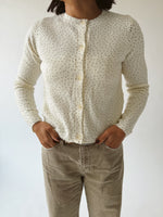 The Marlie Polka Dot Knit Cardigan in Ivory