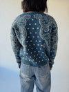 The Jepson Patterned Sweater in Teal Blue + Sand