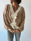 The Winquist Knit Bow Detail Cardigan in Mocha