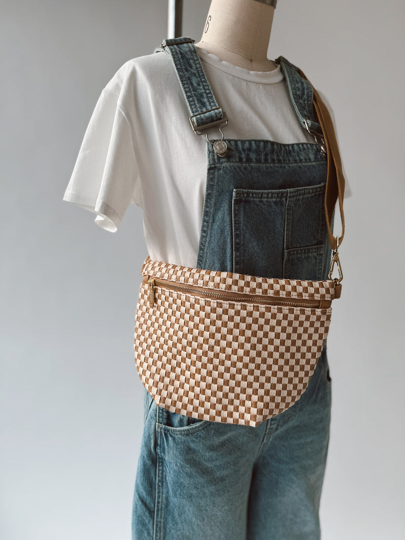 The Westlyn Woven Bag in Checkered Tan