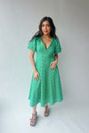 The Paulsen V-Neck Eyelet Midi Dress in Jade Green