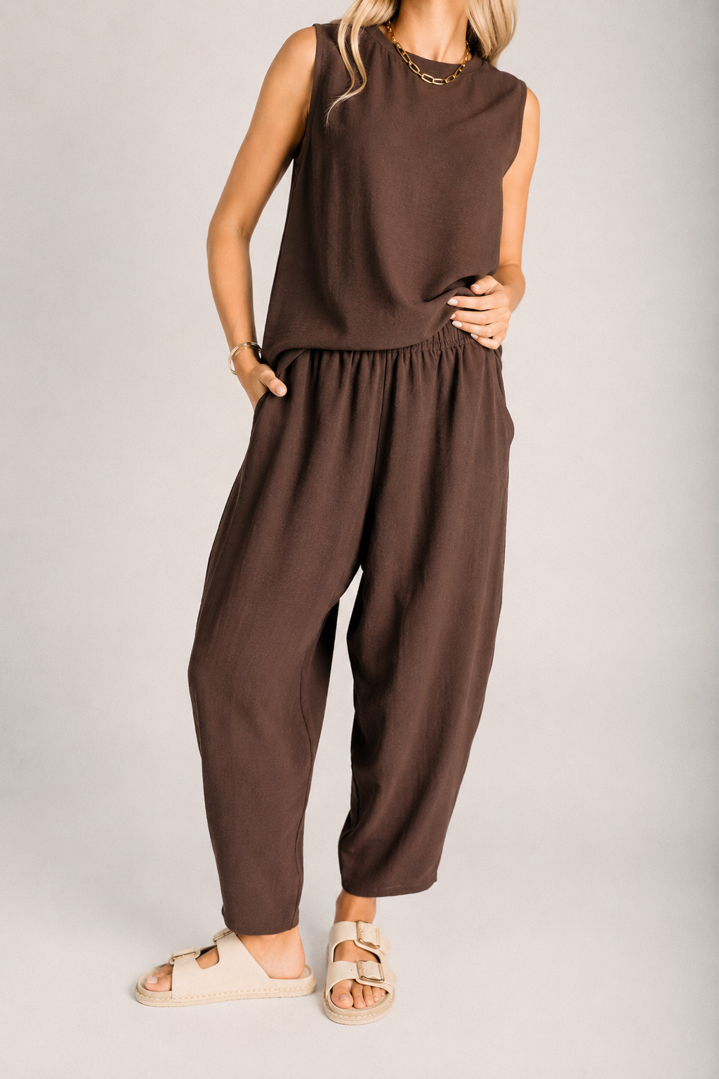 【新品未開封 在庫ラスト】RIB KNIT LOUNGE SET / BROWN The Loftus Woven Lounge Set in Chocolate Brown (PREORDER) – Piper