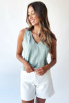 The Brinton Cropped Basic Tank in Sea