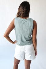 The Brinton Cropped Basic Tank in Sea