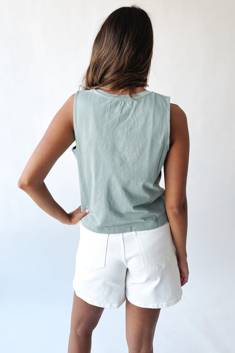 The Brinton Cropped Basic Tank in Sea