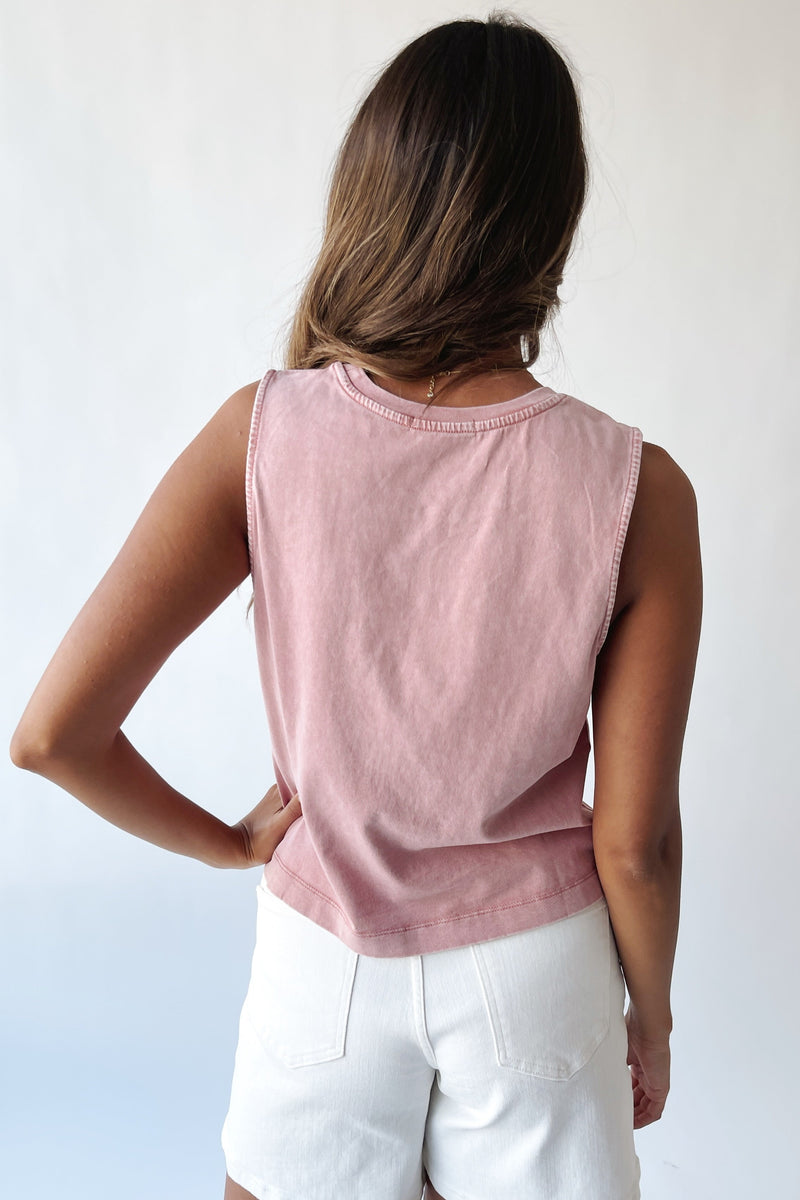 The Stafford Boxy Cut Tank in Rose