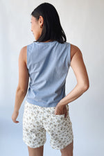 The Brinton Cropped Basic Tank in Denim