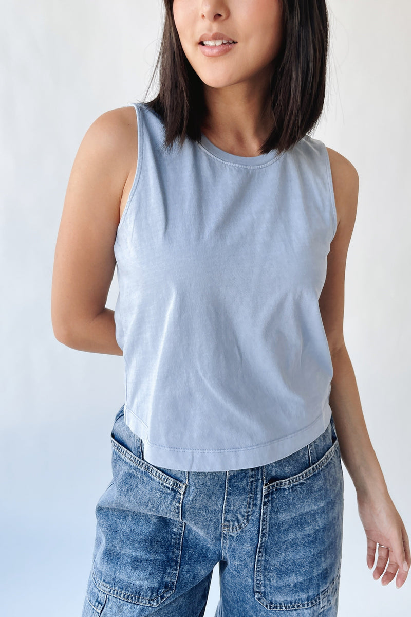 The Stafford Boxy Cut Tank in Denim